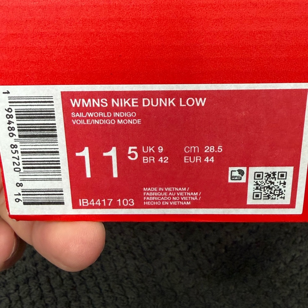 Nike Women’s Dunk low in Sail and World Indigo size 11.5W - Picture 8 of 8